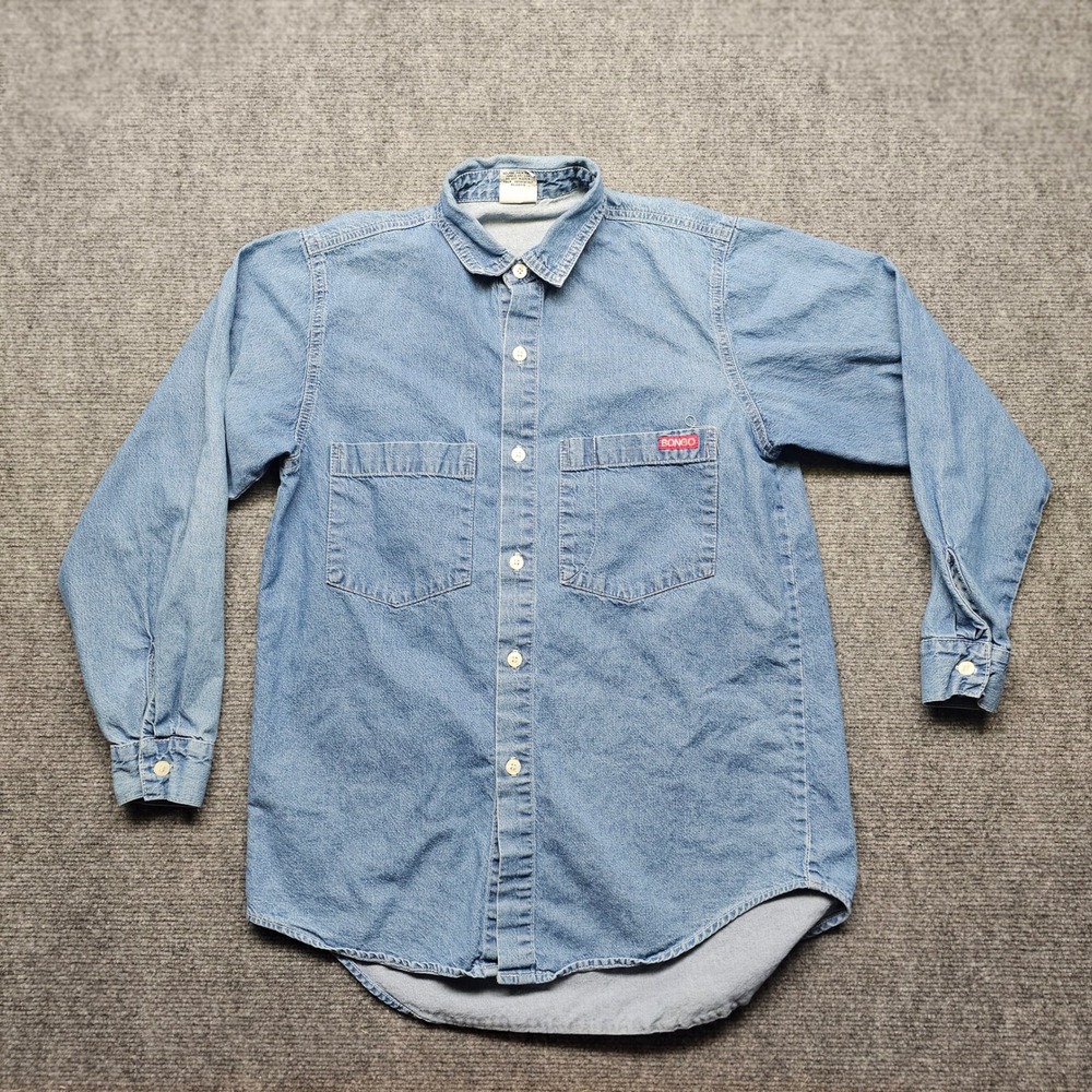 Vintage Bongo by Gene Montesano Denim Shirt Small Light Wash Made in USA 90s